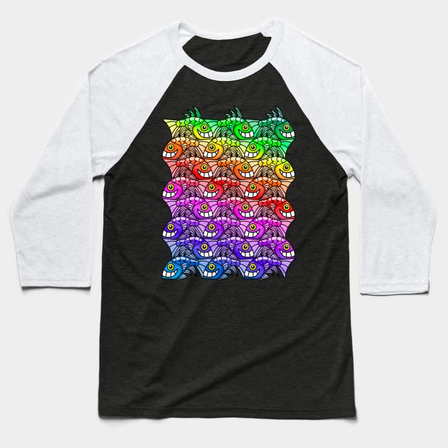 Rainbow fish Escher style Baseball T-Shirt by Maxsomma